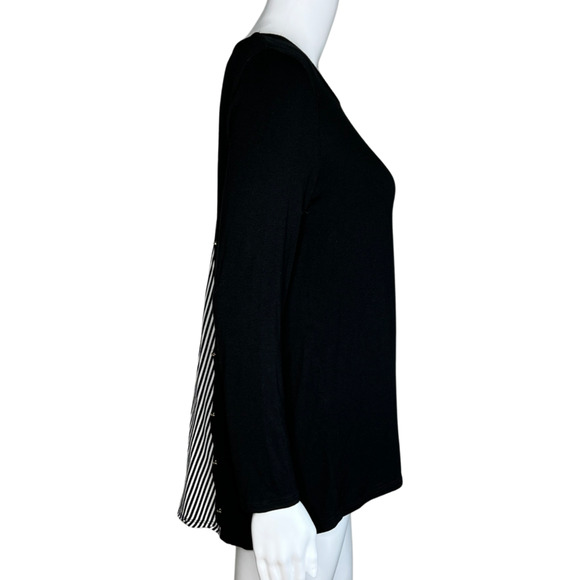 Chicos Shirt Womens Small Petite Black White Split Back Updated Basic Minimalist - Picture 3 of 7